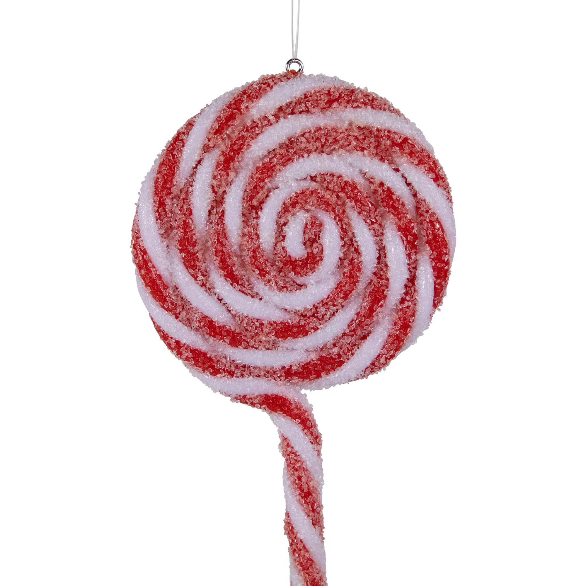 6ct Frosted Red and White Lollipop Christmas Ornaments 6"